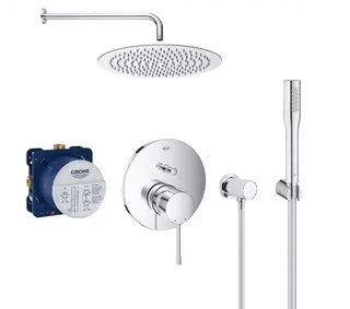 Kompletná sprchová súprava s podomítkovou batérie Grohe Essence + sprchový riad Estiva 30cm